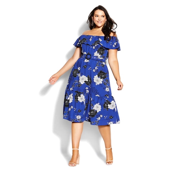 City Chic Women's Plus Size La Fleur Dress - Blue