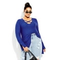 thumbnail image 1 of City Chic Women's Plus Size Longline Cross Long Sleeve Jumper, 1 of 6
