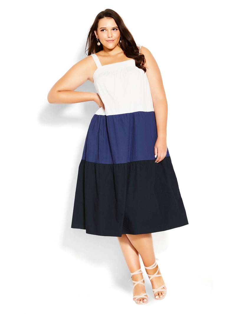 city chic plus size dresses Dark Wash Denim Halter Buckle Neckline Mini Dress