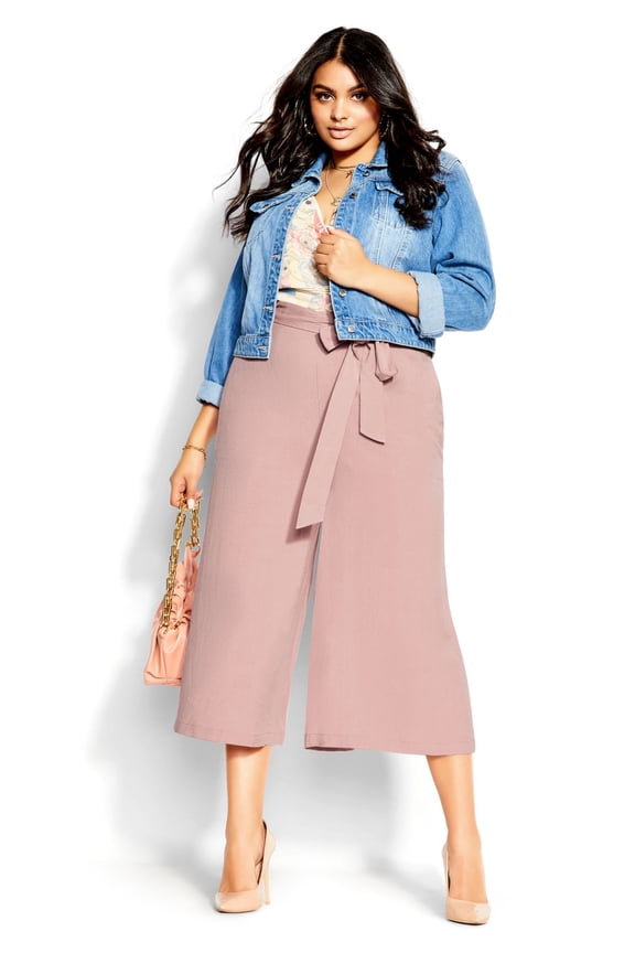 Women's Plus Size Nouveau Tie Pants Trousers - Rose