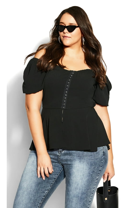 Women's Plus Size Quirky Off-Shoulder Top