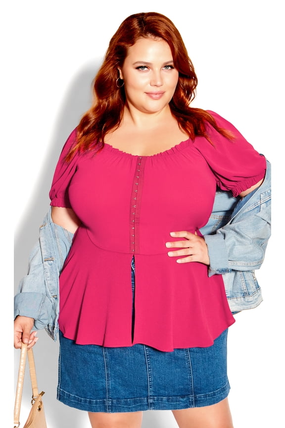 Women's Plus Size Quirky Off-Shoulder Top
