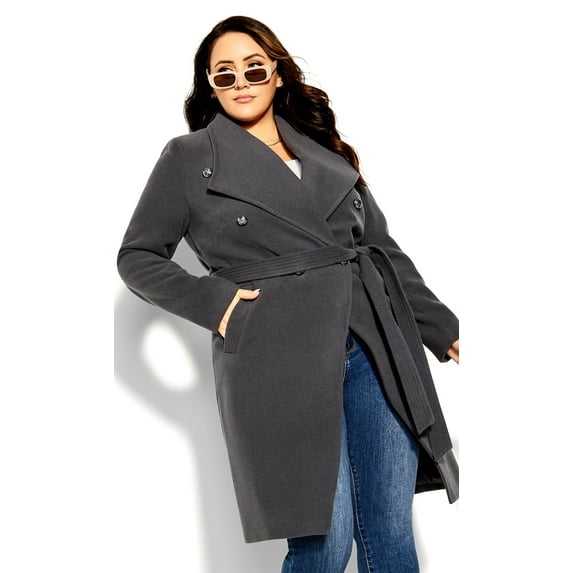 City Chic Women's Plus Size Sassy Fully Lined Military Coat