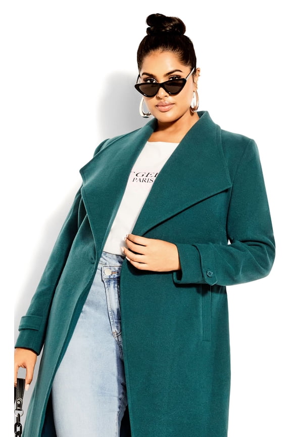 Women's Plus Size So Chic Lapel Collar Fully Lined Coat