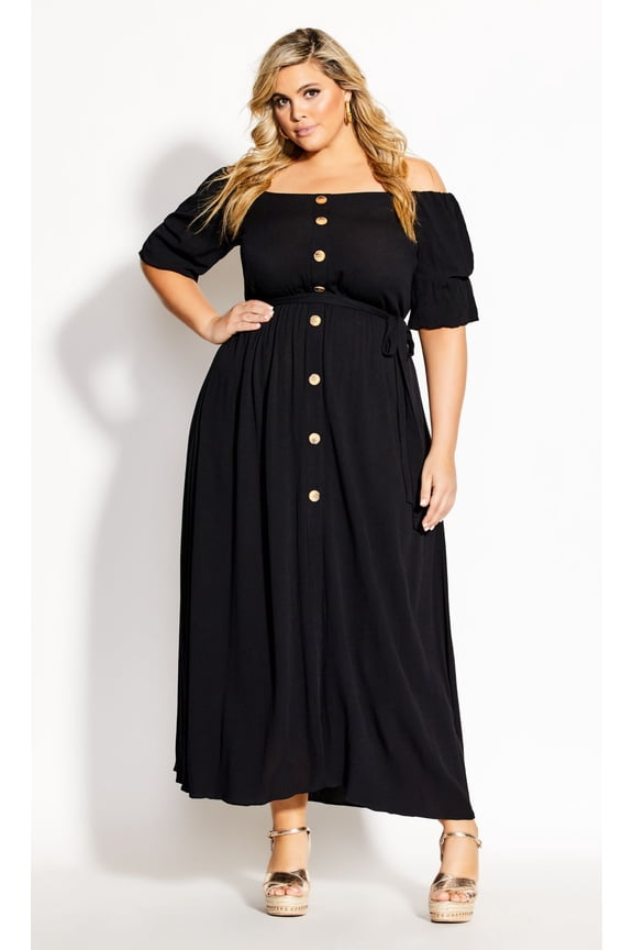 Women's Plus Size Tropical Tie Maxi Dress Short Sleeve Off Shoulder Neckline