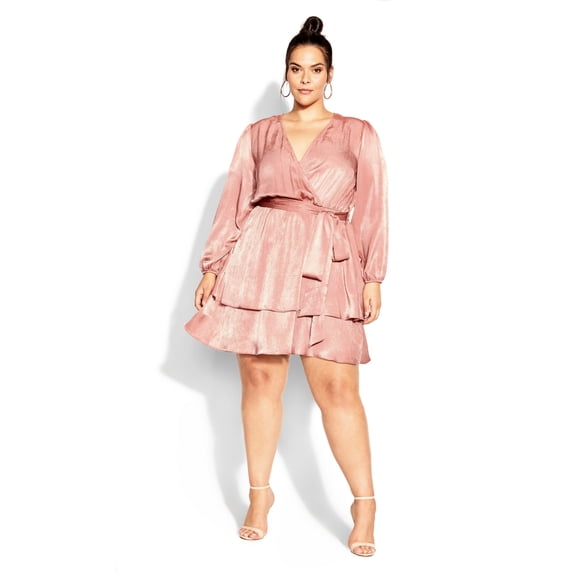 City Chic Women's Plus Size Twisted Ruffle Faux-wrap V-neckline Dress