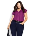 thumbnail image 1 of City Chic Women's Plus Size Zip Fling Shot Sleeves Relaxed Fit Top, 1 of 5