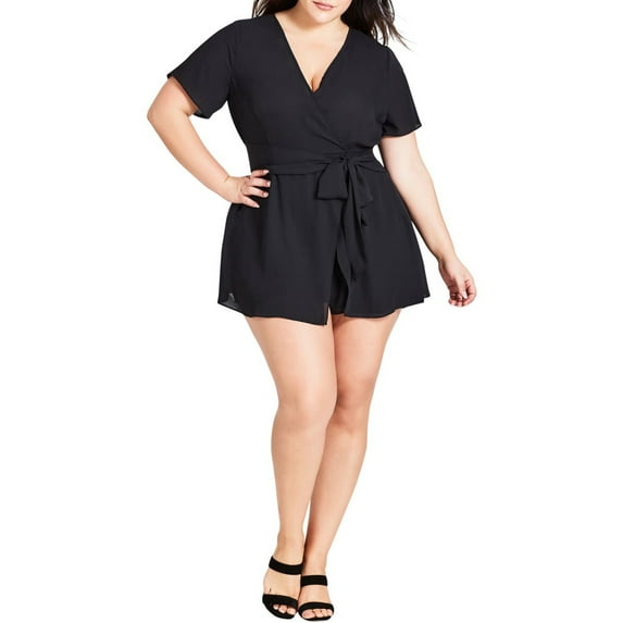 City Chic Women's Sweet Tie Playsuit Black Size 20W
