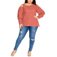 thumbnail image 1 of City Chic Women's Trendy Draped Cold Shoulder Top Orange Size M, 1 of 6