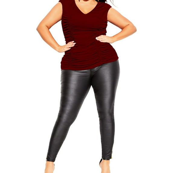 City Chic Women's Trendy Plus Ruched Top Red Size 18W