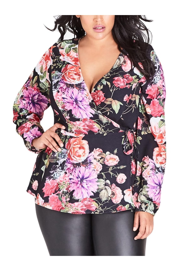 Womens Chelsea Show Floral Surplice Wrap Top