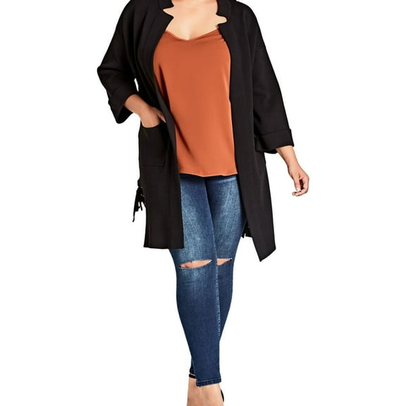City Chic Womens Entice Me Cardigan Sweater, Black, Plus Size, XXL/24W