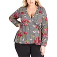 thumbnail image 1 of City Chic Womens Floral Wrap Blouse, Black, Plus Size, S/16W, 1 of 2