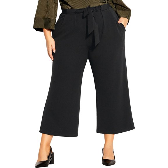 City Chic Womens Plus Casual Pockets Wide Leg Pants