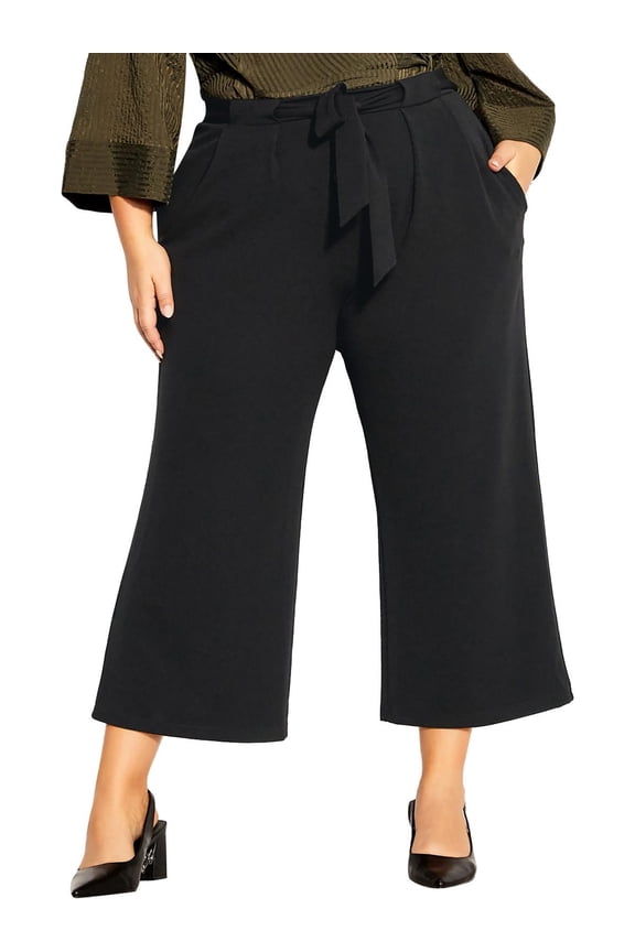 Womens Plus Casual Pockets Wide Leg Pants