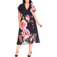 thumbnail image 1 of City Chic Womens Plus Chelsea Show Floral Print Surplice Neck Maxi Dress Black S, 1 of 2