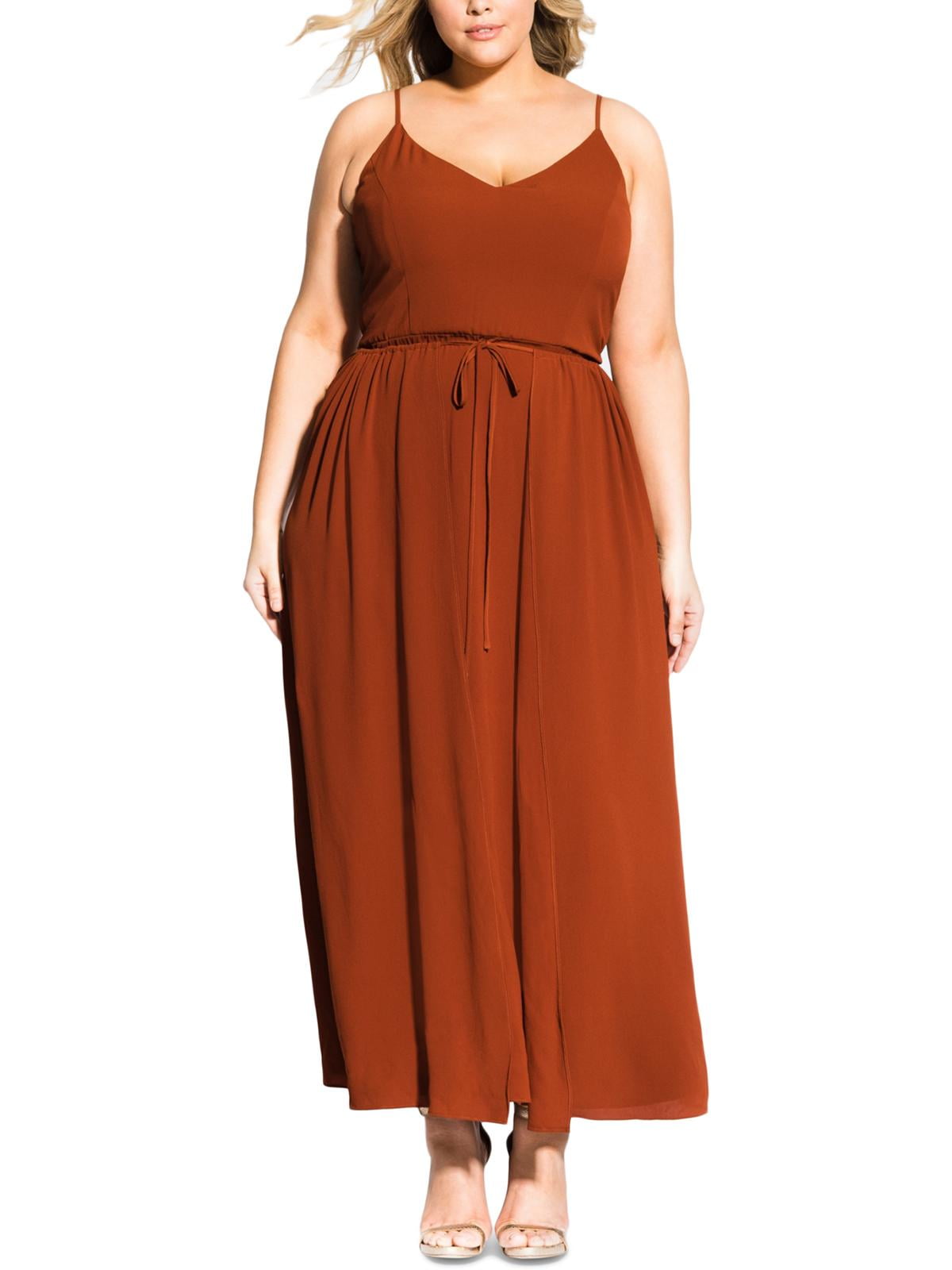 City Chic Womens Plus Divine Overlay Maxi Dress, Crepe Fabric