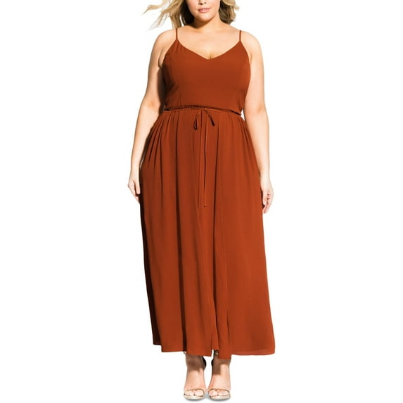 City Chic Womens Plus Divine Overlay Crepe Faux Wrap Maxi Dress