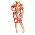 thumbnail image 1 of City Chic Womens Plus Knot Front Printed Sheath Dress Orange 24, 1 of 2