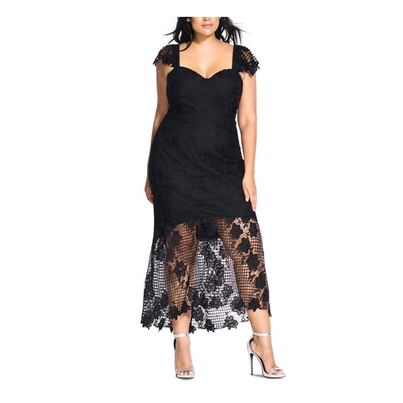 City Chic Womens Plus Leonie Lace Party Cocktail Dress