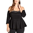 thumbnail image 1 of Trendy Plus Size Embellished Off-The-Shoulder Peplum Top Black 20W, 1 of 1