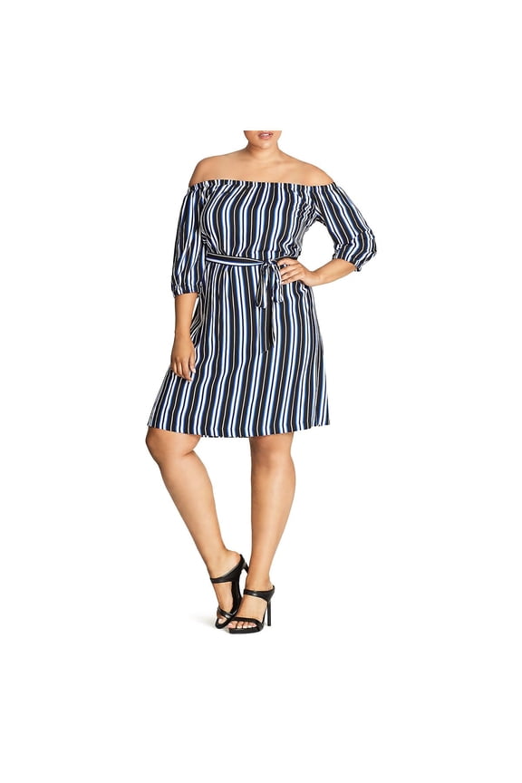 Womens Plus Off-The-Shoulder Sheath Casual Dress