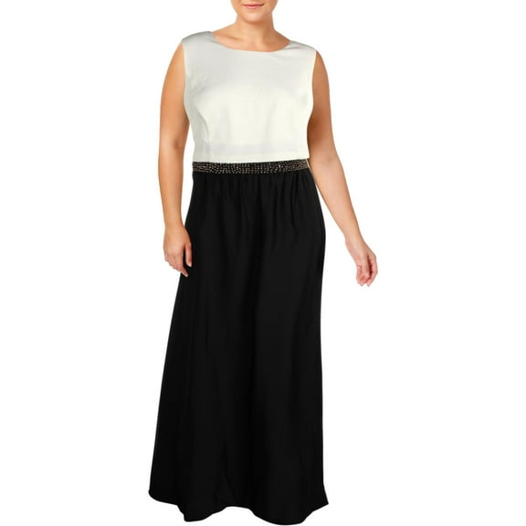 City Chic Womens Plus Popover Full-Length Evening Dress B/W 14