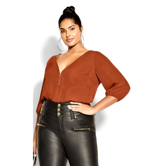City Chic Womens Plus Size Sexy Fling Elbow Sleeve Top
