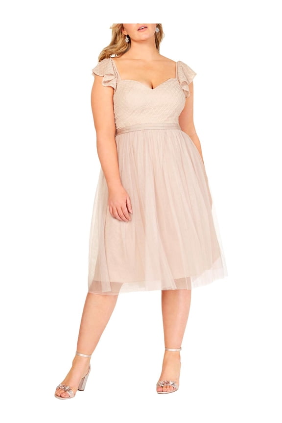 Womens Plus Tender Kiss Textured Cocktail Dress Pink 20