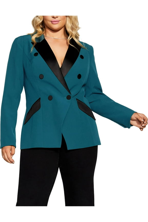 Trendy Plus Size Tuxe Luxe Blazer Jacket Jade 18W
