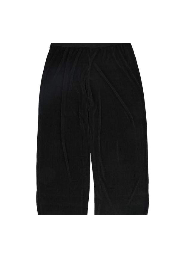 Womens Ribbed Casual Wide Leg Pants, Black, Plus Size, L/20W