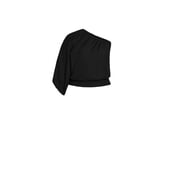 City Chic Wonderous Linen Blend One-Shoulder Top Black 20W
