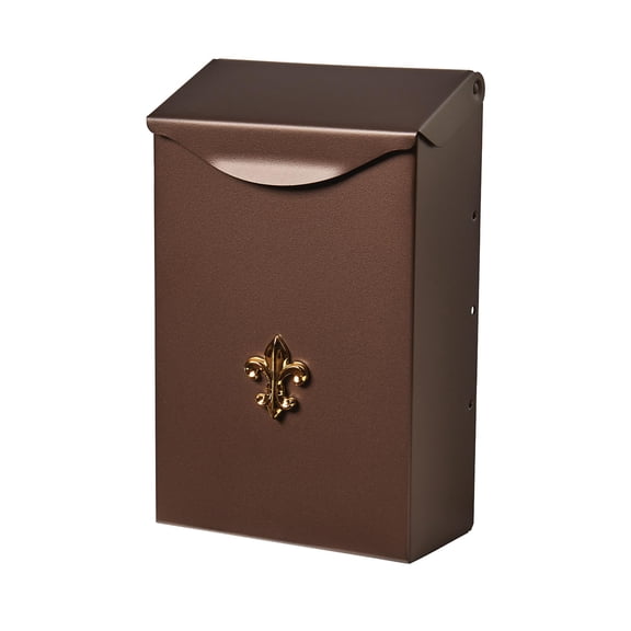 City Classic™ Vertical Wall-Mounted Mailbox for Outside, Rust-Resistant Galvanized Steel Metal Small Mail Box, Bronze