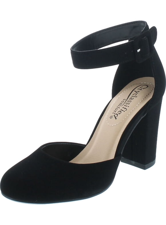 Black Heel Closed Toe With Ankle Straps