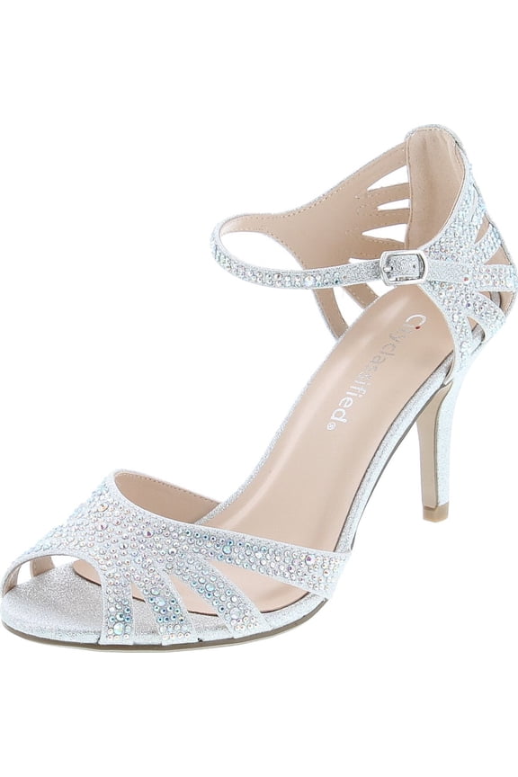 City Classified Reason Women's Strappy Open Toe Rhinestone Low Heel