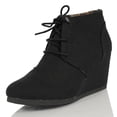 thumbnail image 1 of City Classified Rex Women's Lace Up Faux Leather Ankle Wedge Boots, 1 of 5