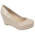 thumbnail image 1 of City Classified Shoes Women Classic Wedge Round Toe Platform Pumps THOMAS Beige Patent 9, 1 of 3