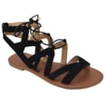 thumbnail image 1 of City Classified Shoes Women Gladiator Criss-Cross Cut Out Sandals Lace Up CONVOY-S Black 5.5, 1 of 3