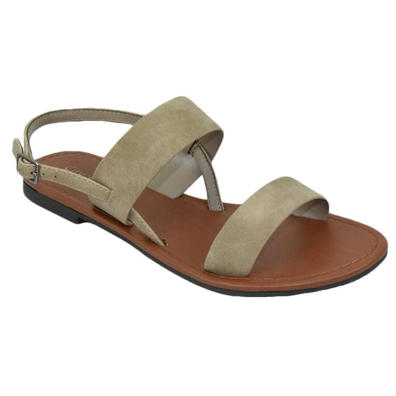 City Classified Shoes Women Plain Basic Gladiator Sandals Ankle Strap WINNIE-S Beige Tan Taupe 7.5