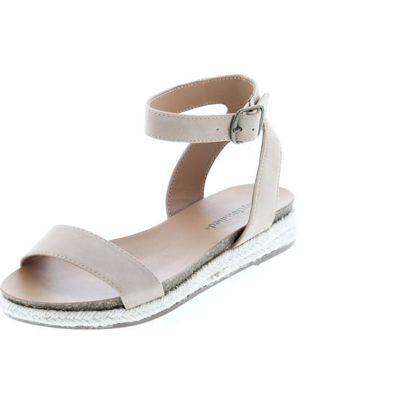 City Classified Tacomas Jute Crochet Flatform Wedge Heel with Ankle Buckle Straps