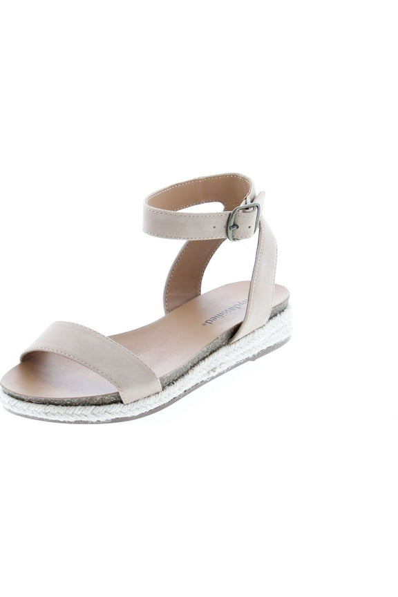City Classified Tacomas Jute Crochet Flatform Wedge Heel with Ankle Buckle Straps