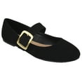 thumbnail image 1 of City Classified Women Casual Ballet Flat Shoes Buckled Mary Jane DISH-H Black Nubuck Suede NBPU 7, 1 of 2