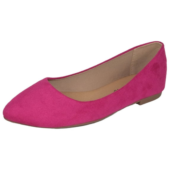 City Classified Women Casual Flat Office Shoes Wide Width Fit Pointy Toe W-HOLD Hot Pink Fuchsia 6