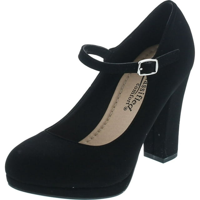 block heel closed toe ankle strap
