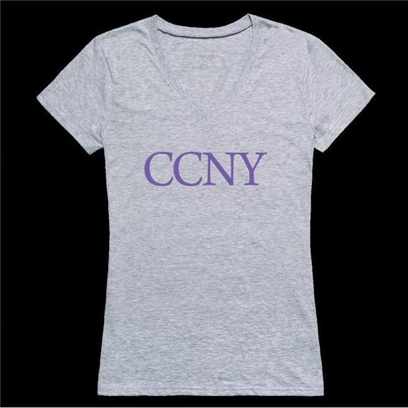 City College of New York Beavers Women Seal T-Shirt, Heather Grey - Medium