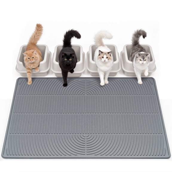 City & Cuddle Extra Large Cat Litter Mat, 47 x 35 in Silicone Waterproof Litter Trapping Mat, Non-Slip Easy Clean Cat Litter Box Mat for Multiple Cats