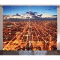 thumbnail image 1 of Ambesonne City Curtains 2 Panel Set, Chicago Downtown Aerial, 108" x 96", Orange Dark Orange Blue, 1 of 3
