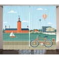 thumbnail image 1 of Ambesonne City Curtains 2 Panel Set, Stockholm Sweden Bicycle, 108" x 108", Multicolor, 1 of 3