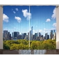thumbnail image 1 of Ambesonne City Curtains 2 Panel Set, Central Park Midtown NYC, 108" x 96", Blue Green Ivory, 1 of 3