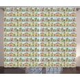 thumbnail image 1 of City Curtains 2 Panels Set, Street of a Small Town Happy Neighbourhood Houses Trees and a Car Under a Smiling Sun, Window Drapes for Living Room Bedroom, 108W X 108L Inches, Multicolor, by Ambesonne, 1 of 3